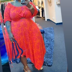 Torrid Red and Orange Floral Dress